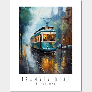 Blue tram, Barcelona. Posters and Art